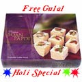Nicely Gift Wrapped Soan Papdi from Haldiram with free Gulal/Abir Pouch.