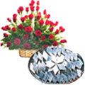 50 Red Roses with 500 gms Kaju Barfi