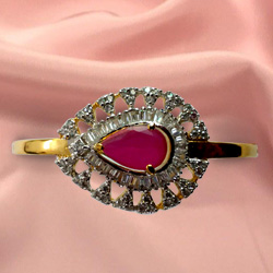 Beautiful Designer Red Stone and Rhinestone Studded Fancy bangle from Anjali