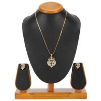 Dynamic Double Peacock Golden Tonned Ornamental Set Garnished with Faux Diamonds
