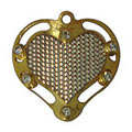 Unique Gold Tone Metal Heart Shaped Pendant with Mesh