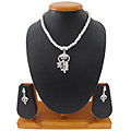 Charming Intricately Designed White Pearl Necklace Set