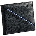 Leather Talks Genuine Leather Gents Wallet in Black with Blue Leather Stripe