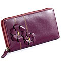 Flowery styled Genuine Leather ladies Wallet in Purple from Leather Talks