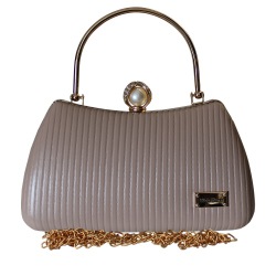Charismatic Striped Embossed Design Ladies Party Purse