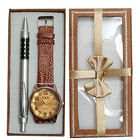 Premium gift hamper of classy Pen set with Watch (Japanese movement)