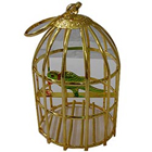 Online Golden Plated Bird Cage with Colorful Parrot
