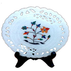 Beautifully carved marbel designer plates with stand to gift your loved ones