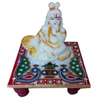 Delicately carved marbel designer KRISHNA with chowki