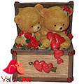 Provocative Twin Teddy with Hearts and Roses in a Box