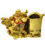 Arresting Laughing Buddha on Dragon Boat Pen Stand