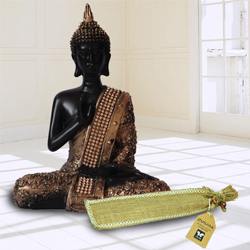 Exclusive Meditating Lord Buddha Idol N Incense Stick in Ash Catcher