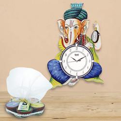 Outstanding Ganesha Wooden Wall Clock N Iris Aroma Candle