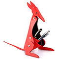 Kangaroo Shaped Faux Leather Desktop Pen Set Holder in Red from Vaunt