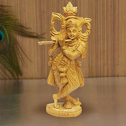 Outstanding Statue of Lord Krishna Made of Sandalwood