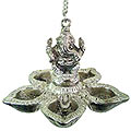Auspicious Ganesha with Designer Metallic Silver 5 pcs Hanging Diya Set