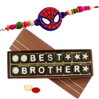 Attractive Best Brother Chocolate Gift Pack and Spiderman Rakhi, Roli Tilak and Chawal for Raksha Bandhan Celebration