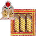 Ganesh Laxmi with Golden Finish N Haldirams Kaju Katli