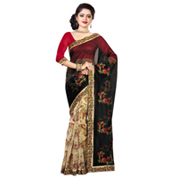 Rhythmic Brilliance Black Supernett Saree
