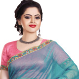 Rapturous Groom Sky Blue Supernett Saree