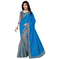 Glowing Charisma Blue Mono Net Silk Saree