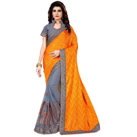 Blossoming Mesmerism Yellow Mono Net Silk Saree
