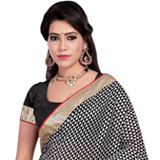 Poise’s Glaze Black and Red Bhagalpuri Print Saree