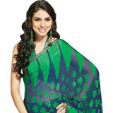 Gorgeous Blue & Green Georgette Saree
