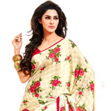 Superb Beige and Red Crepe Silk Saree