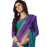 Gorgeous Blue and Purple Crepe Saree