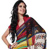 Sensational Multicolor Faux Georgette Saree