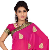 Vibrant Pink Chiffon Saree