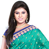 Elegant Tassar Silk Printed in Green and Blue Saree