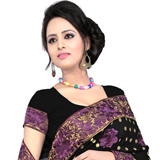 Remarkable Printed 60 gm Saree in Black and Purple Color
