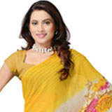 Vibrant Yellow Chiffon Saree