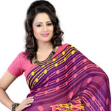 Arresting Faux Georgette Saree in Violet Colour