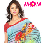 Tempting Yellow and Sky Blue Georgette Printed Saree