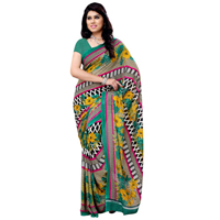 Amazing Renial Georgette Printed Saree in Multi-Shaded Colours