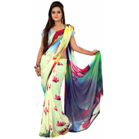 Extravagant Digital Printed Georgette Saree in Multicolour