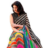 Sensational Multicoloured Chiffon Georgette Printed Saree