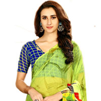 Admirable Green Color Marble Chiffon Saree in Abstract Print<br>