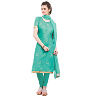 Mesmerizing Chiffon Cotton Embroidered Salwar Kameez in Green Colour