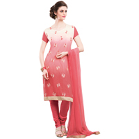 Extremely Beautiful Chiffon Embroidered Salwar Kameez in Red and Cream Colour