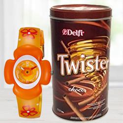 Amazing Zoop Analog Watch N Delfi Twister Chocolate Wafer