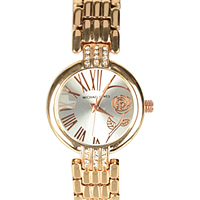 Fashionable Stone Studded Golden Wrist Watch for Ladies