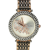 A Marvellous Black & Gold Color Womens Watch Studded with American Diamonds