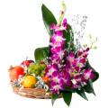 Splendid Flowers with mixed fresh Fruits
