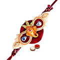 Dashing Rakhi Special Ethnic Rakhi with free Roli Tilak and Chawal for your Dear Brother