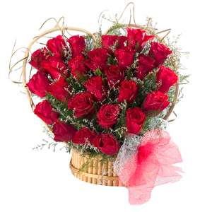 Artistic Heart Made Arrangement of 24 Red Roses