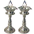 Puja Items - Silver Plated Lamp Set